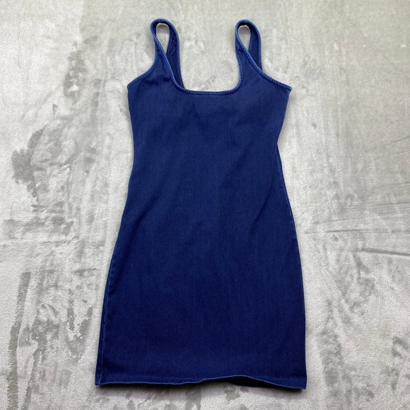 Good American Dresses & Skirts - Good American Soft Sculpt Denim Tank Minidress Dark Wash Bodycon Size 1